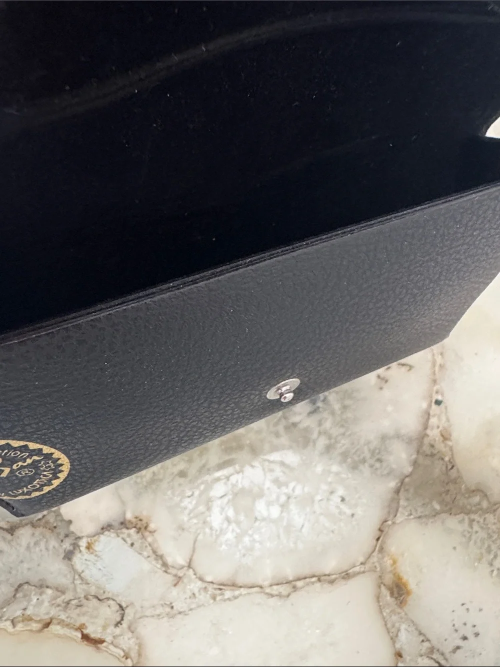 Ray-Ban Black Leather Sunglasses Case with Gold Logo